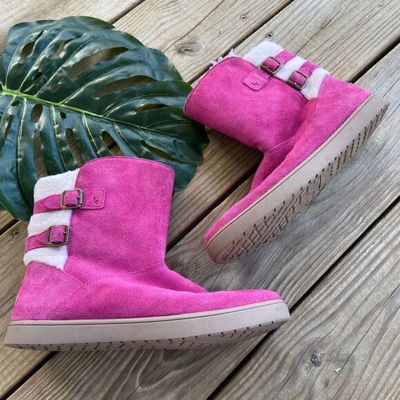 Koolaburra by UGG Pink Suede Amarah Boots Kids Size 5 = Women’s 7 - Picture 1 of 4